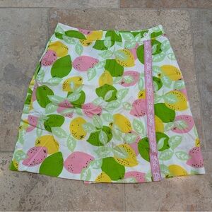 Lilly Pulitzer Women’s Michelle Skort Yellow Pink Lime Lemon Fruit